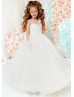 Beaded Ivory Tulle Butterfly Flower Girl Dress